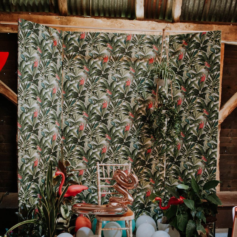 Photo Booth Backdrop | Colourful DIY Barn Wedding at The Manor Barn, Cambridge | Meghan Lorna Photography