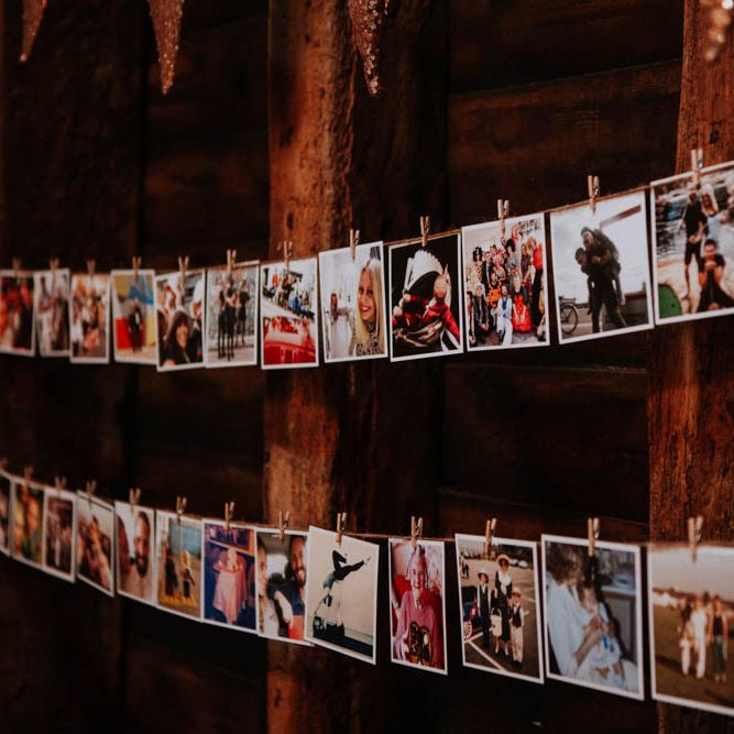 Polaroid Picture Wedding Decor | Colourful DIY Barn Wedding at The Manor Barn, Cambridge | Meghan Lorna Photography