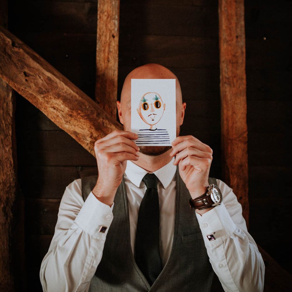 Illustrated Place Setting Cards | Colourful DIY Barn Wedding at The Manor Barn, Cambridge | Meghan Lorna Photography