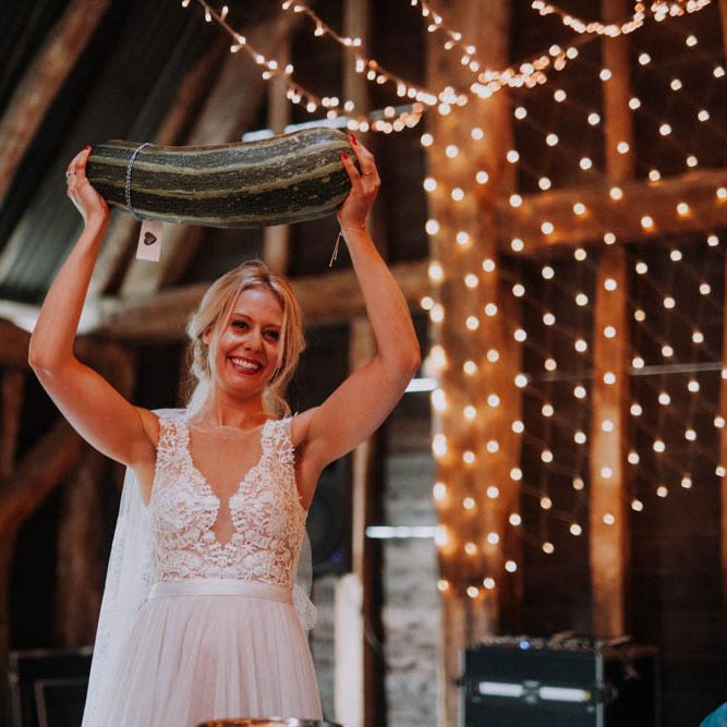 Prize Marrow Competition | Colourful DIY Barn Wedding at The Manor Barn, Cambridge | Meghan Lorna Photography