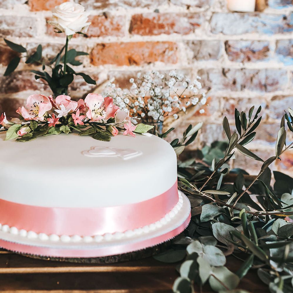 Homemade Single Tier Traditional Wedding Cake