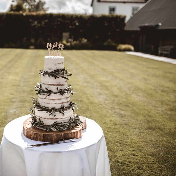 Semi Naked Wedding Cake For Elegant Barn Wedding