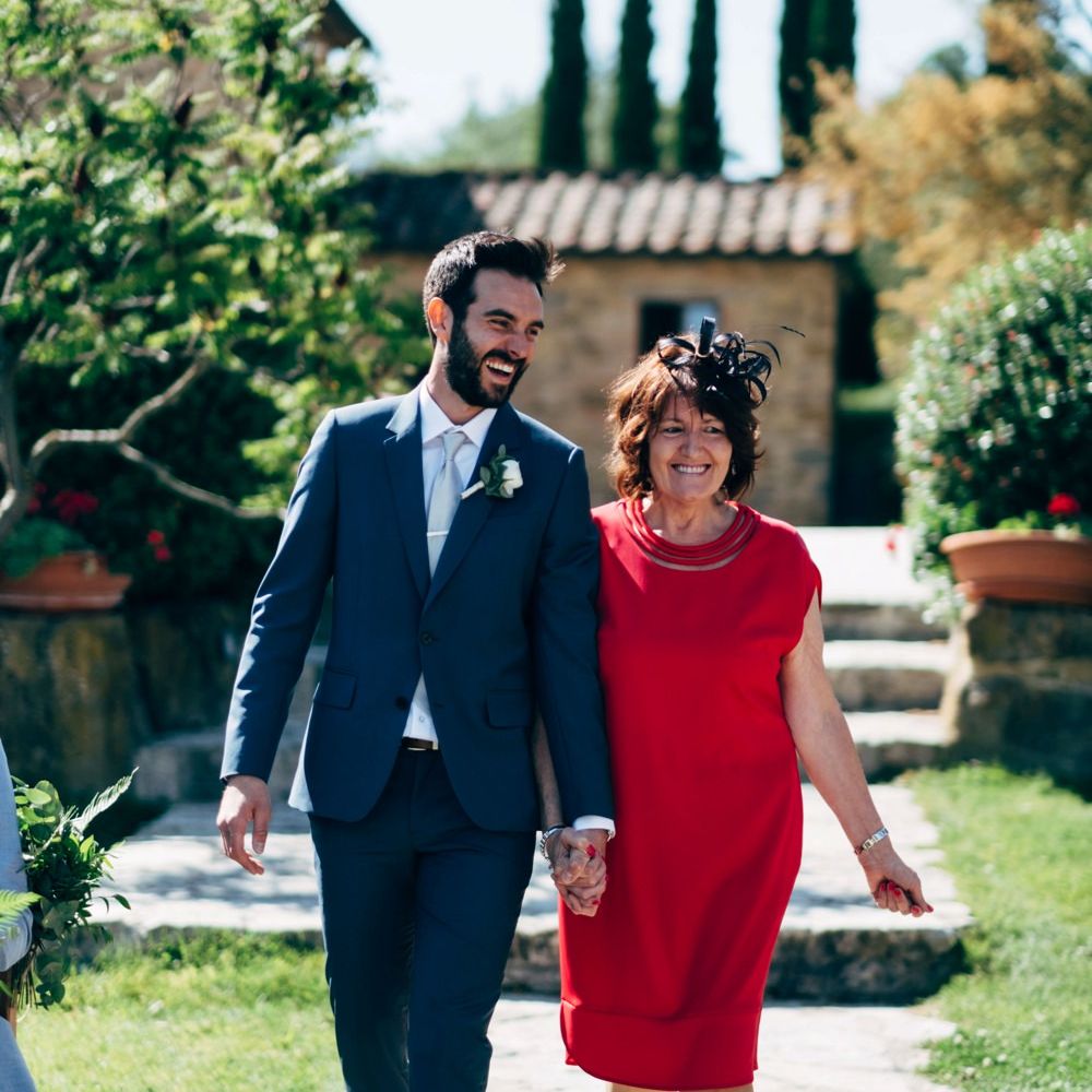 Groom in Paul Smith Navy Suit | Outdoor Intimate Wedding at Casa Cornacchi in Tuscany, Italy | Dale Weeks Photography