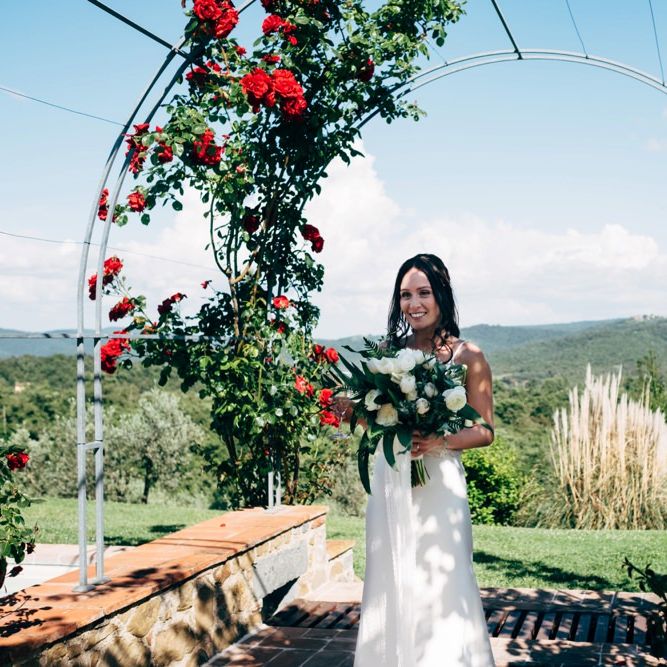 Bride in Sarah Seven Wedding Dress | Outdoor Intimate Wedding at Casa Cornacchi in Tuscany, Italy | Dale Weeks Photography