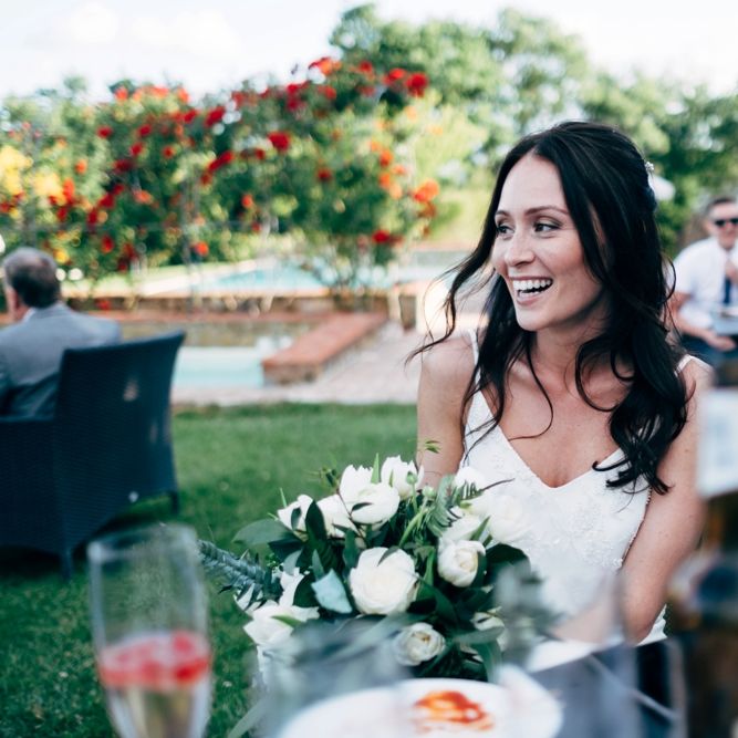Bride in Sarah Seven Wedding Dress | Outdoor Intimate Wedding at Casa Cornacchi in Tuscany, Italy | Dale Weeks Photography