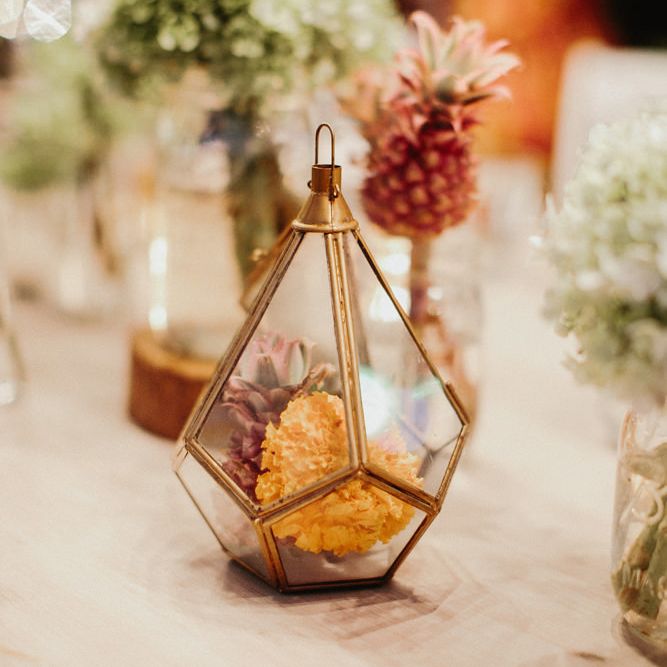 Incredible Outdoor Wedding Reception In Bali With Hanging Florals & Fairy Lights