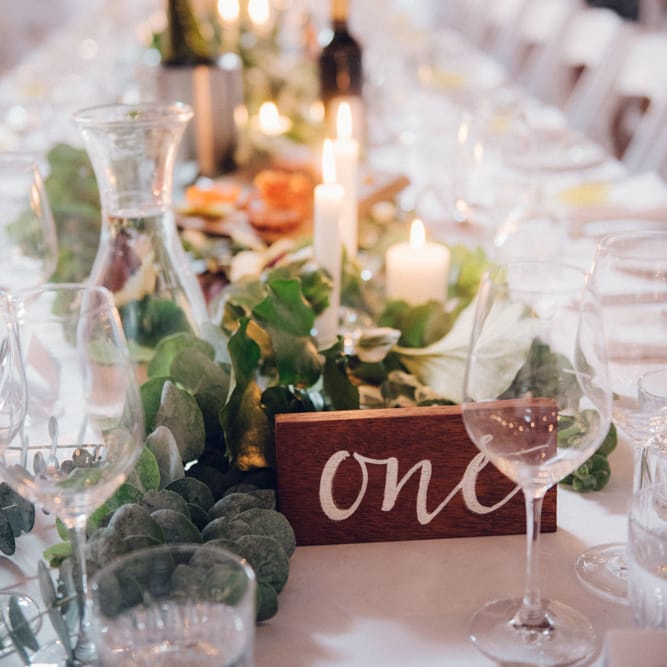 Floral Table Runner & Wooden Table Number