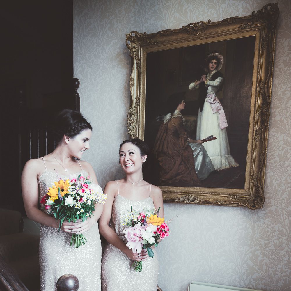Bridesmaids in Gold Sequin Sorella Vita Bridesmaid Gowns