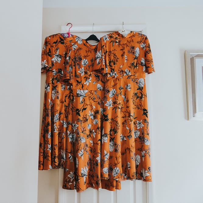 Orange Floral Bridesmaids Dresses