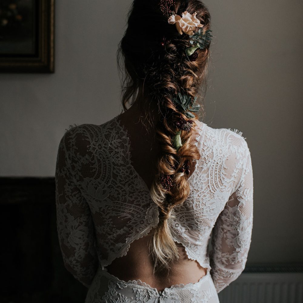 Gorgeous Fishtail Plait With Winter Flowers | Bridal Hair