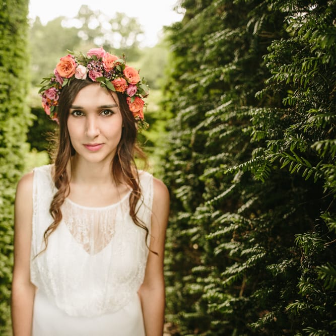 Bride With Brightly Coloured Floral Crown