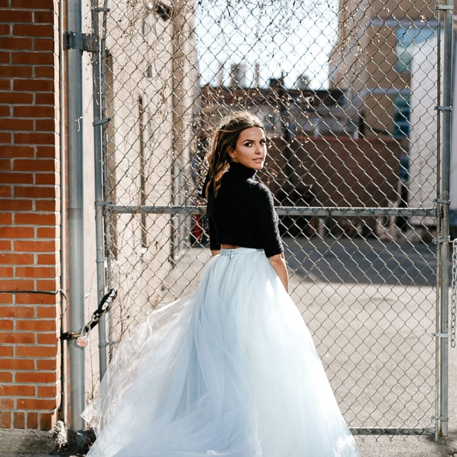 Intimate Elopement In New York City With Bride In Black Sweater And Blue Tulle Skirt And A Ponytail With Images From Forester Fotografos