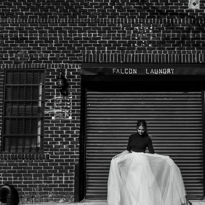 Intimate Elopement In New York City With Bride In Black Sweater And Blue Tulle Skirt And A Ponytail With Images From Forester Fotografos