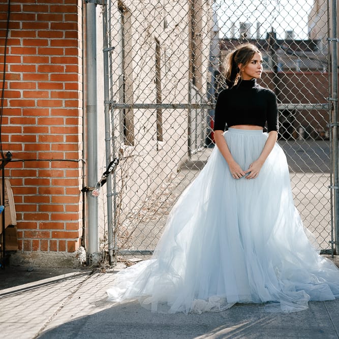 Intimate Elopement In New York City With Bride In Black Sweater And Blue Tulle Skirt And A Ponytail With Images From Forester Fotografos