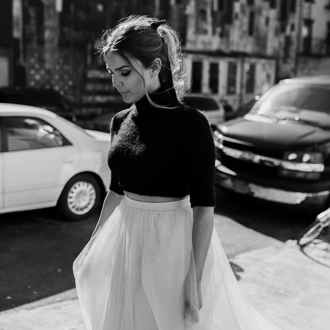 Intimate Elopement In New York City With Bride In Black Sweater And Blue Tulle Skirt And A Ponytail With Images From Forester Fotografos
