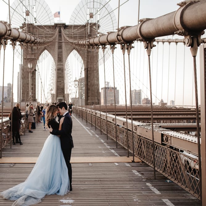 Intimate Elopement In New York City With Bride In Black Sweater And Blue Tulle Skirt And A Ponytail With Images From Forester Fotografos