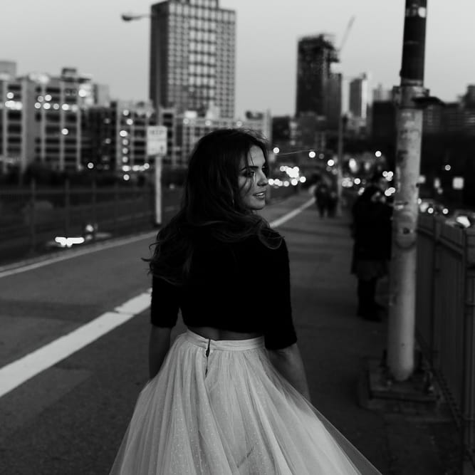 Intimate Elopement In New York City With Bride In Black Sweater And Blue Tulle Skirt And A Ponytail With Images From Forester Fotografos