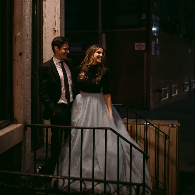 Intimate Elopement In New York City With Bride In Black Sweater And Blue Tulle Skirt And A Ponytail With Images From Forester Fotografos