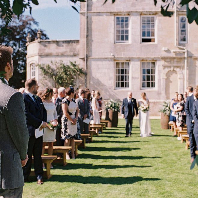 #crowedding Elmore Court Outdoor ceremony Anna Campbell gown
