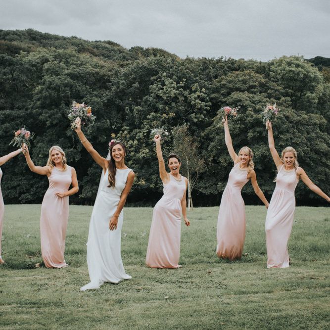 Bridesmaids in Pink Mango Dresses