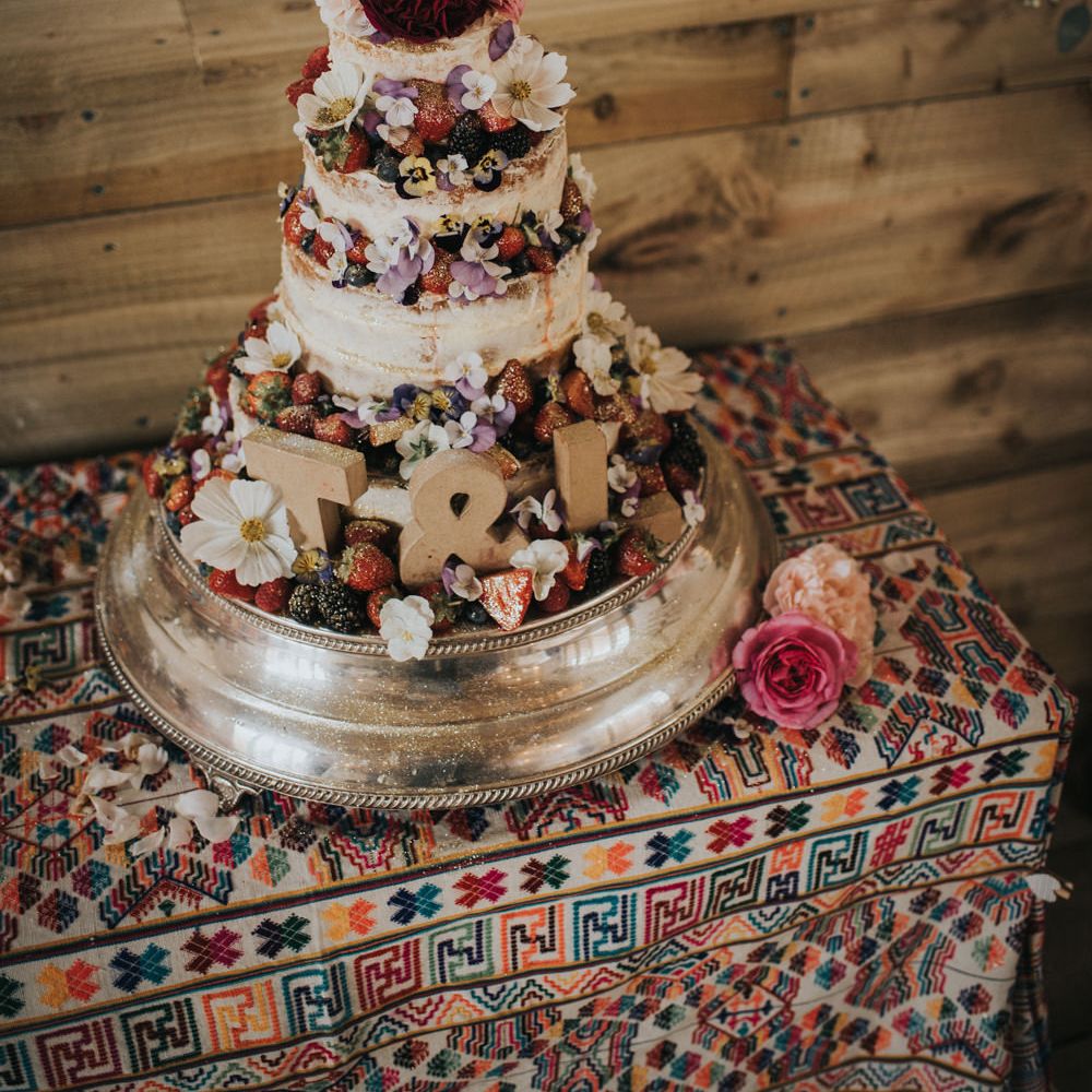 Semi Naked Cake Laden with Fruits & Flowers
