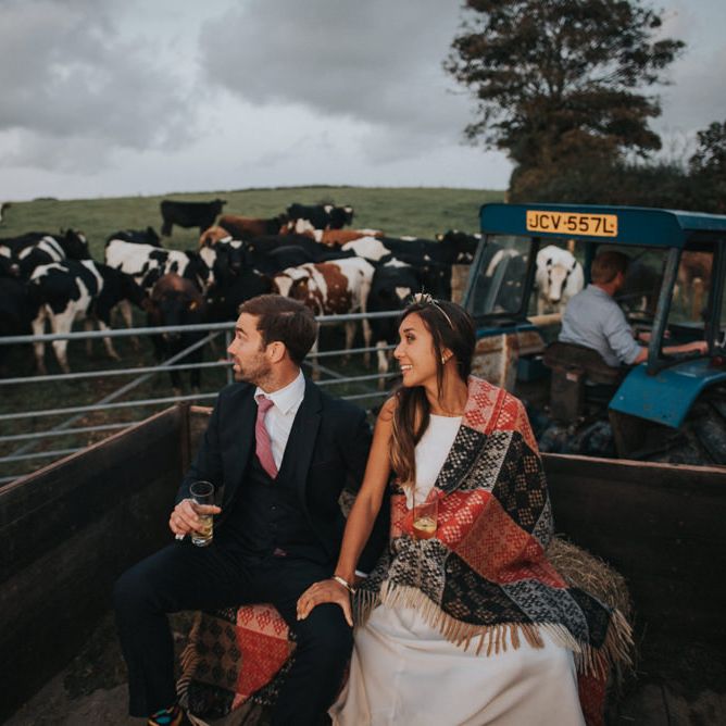 Bride & Groom Countryside Tractor Ride