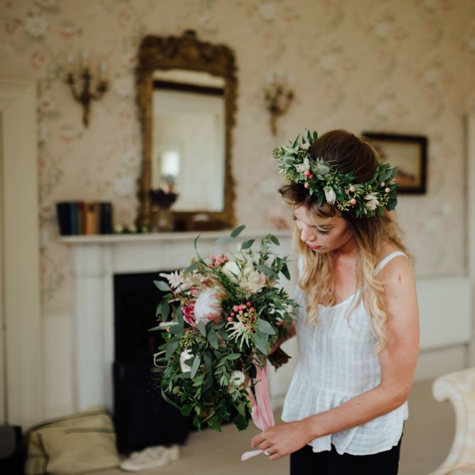 Bridal Preparations | Protea Bouquet & Flower Crown | The Lou's Photography