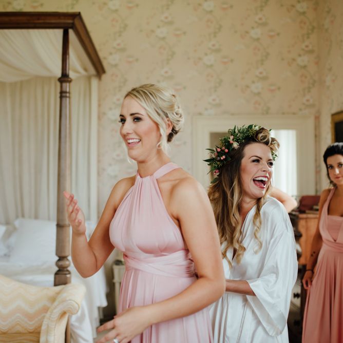 Bridal Preparations | Bridesmaid in Pink Multiway Towbirds Dress | The Lou's Photography