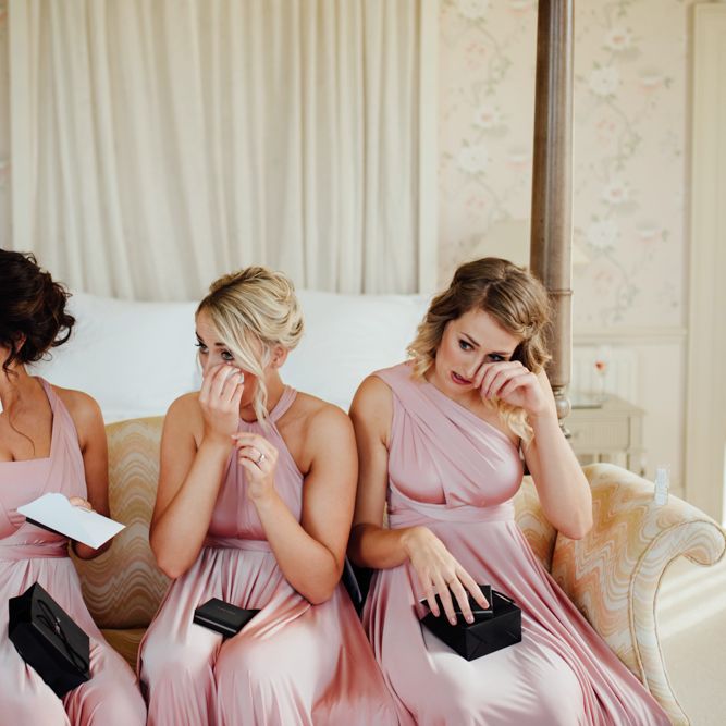 Thank you Gifts | Bridesmaids in Pink Twobirds Dresses | The Lou's Photography
