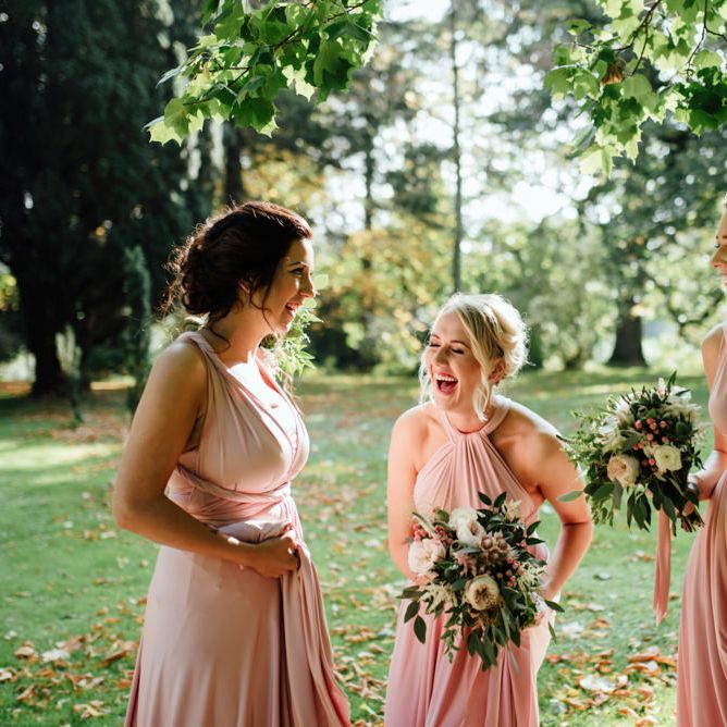 Bridesmaids in Pink Twobirds Dresses | The Lou's Photography