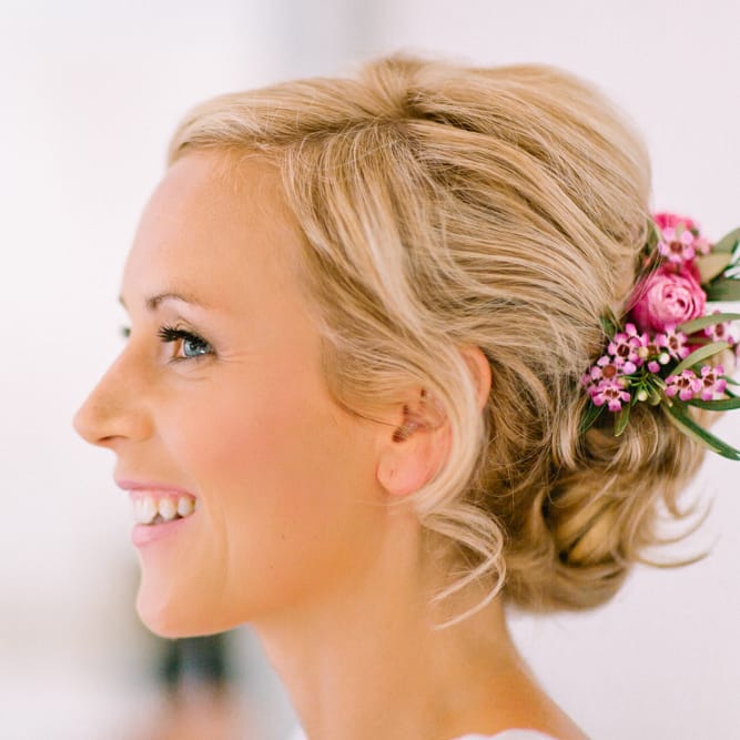 Bridal Up Do with Flowers | Jewel Coloured Spanish Wedding Planned & Styled by Rachel Rose Weddings | Anna Gazda Photography