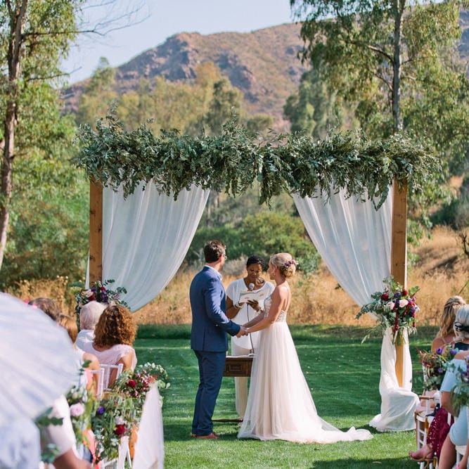 Wedding Ceremony | Bride in Catherine Deane 'Freya' Gown | Groom in Reiss Suit | Jewel Coloured Spanish Wedding Planned & Styled by Rachel Rose Weddings | Anna Gazda Photography
