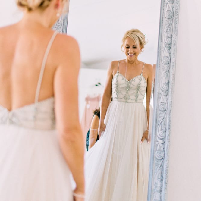 Bride in Catherine Dean 'Freya' Wedding Dress | Jewel Coloured Spanish Wedding Planned & Styled by Rachel Rose Weddings | Anna Gazda Photography