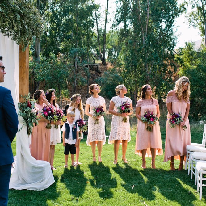 Wedding Ceremony | Bridesmaids in Highstreet Dresses | Jewel Coloured Spanish Wedding Planned & Styled by Rachel Rose Weddings | Anna Gazda Photography