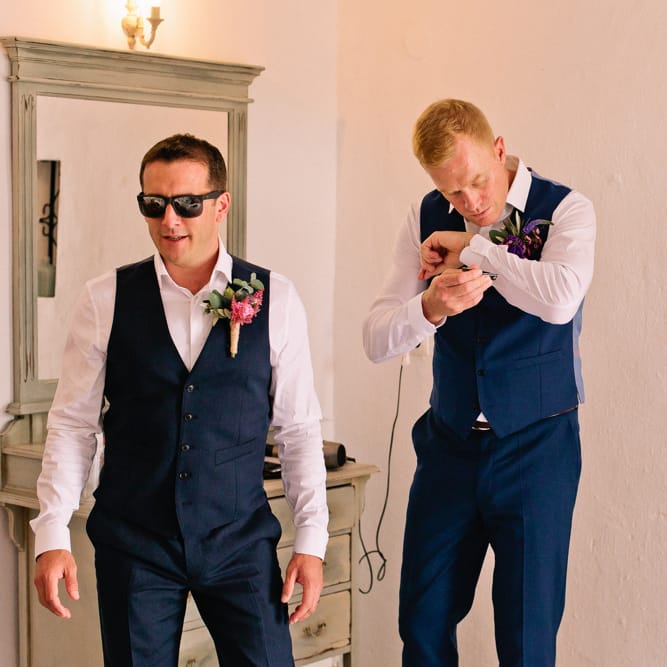 Groomsmen in Reiss Suits | Jewel Coloured Spanish Wedding Planned & Styled by Rachel Rose Weddings | Anna Gazda Photography
