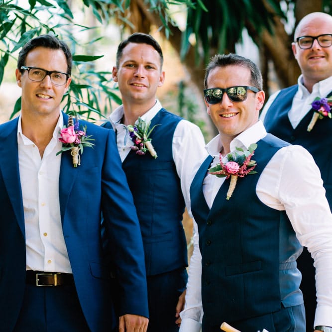 Groomsmen in Reiss Suits | Jewel Coloured Spanish Wedding Planned & Styled by Rachel Rose Weddings | Anna Gazda Photography