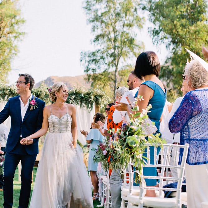 Bride in Catherine Deane 'Freya' Gown | Groom in Reiss Suit | Jewel Coloured Spanish Wedding Planned & Styled by Rachel Rose Weddings | Anna Gazda Photography