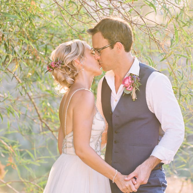 Bride in Catherine Deane 'Freya' Gown | Groom in Reiss Suit | Jewel Coloured Spanish Wedding Planned & Styled by Rachel Rose Weddings | Anna Gazda Photography