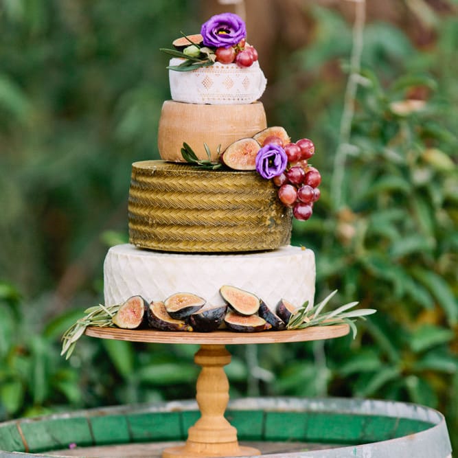 Cheese Tower Wedding Cake | Jewel Coloured Spanish Wedding Planned & Styled by Rachel Rose Weddings | Anna Gazda Photography