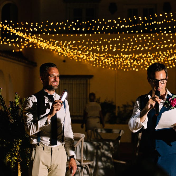 Speeches | Groom in Reiss Suit | Jewel Coloured Spanish Wedding Planned & Styled by Rachel Rose Weddings | Anna Gazda Photography