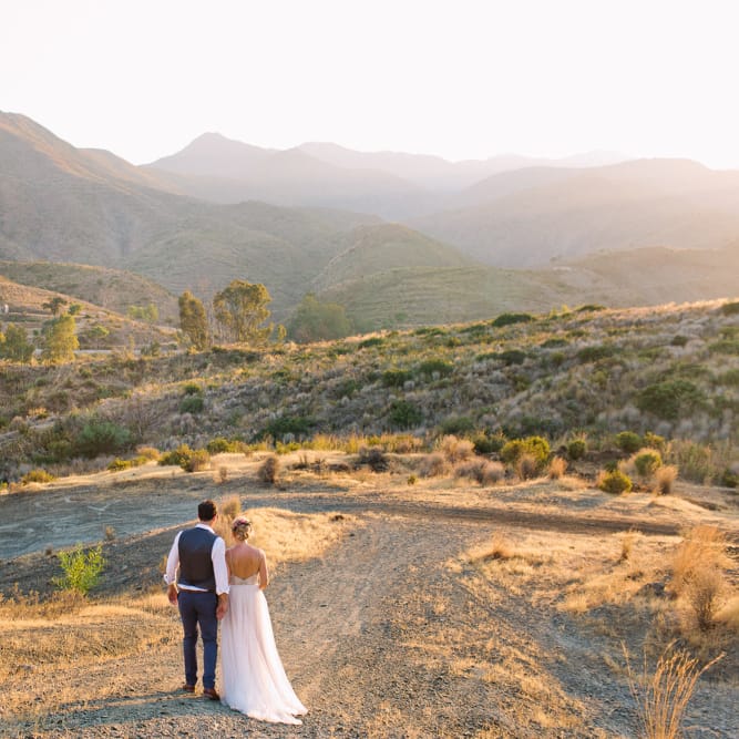 Bride in Catherine Deane 'Freya' Gown | Groom in Reiss Suit | Jewel Coloured Spanish Wedding Planned & Styled by Rachel Rose Weddings | Anna Gazda Photography