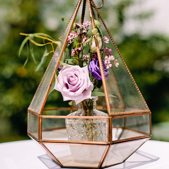 Terrarium Wedding Decor | Jewel Coloured Spanish Wedding Planned & Styled by Rachel Rose Weddings | Anna Gazda Photography
