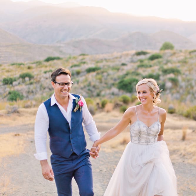 Bride in Catherine Deane 'Freya' Gown | Groom in Reiss Suit | Jewel Coloured Spanish Wedding Planned & Styled by Rachel Rose Weddings | Anna Gazda Photography