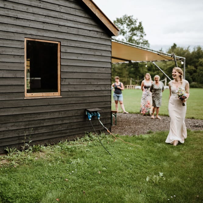 First Look At Festival Wedding On A Campsite In Holland With A Picnic Reception & Images From Green Antlers Photography