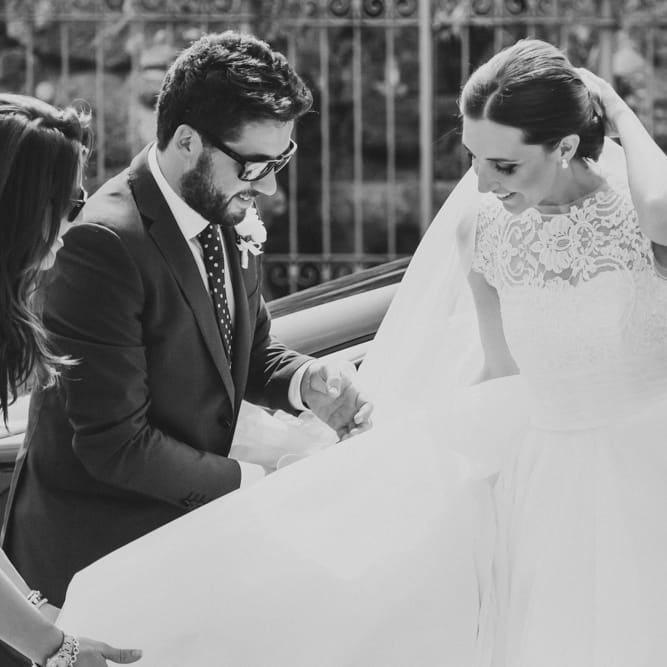 Bride in Antonio Riva Wedding Dress