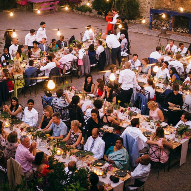 Tropical Inspired Wedding Decor For An Outdoor Wedding Reception In Spain