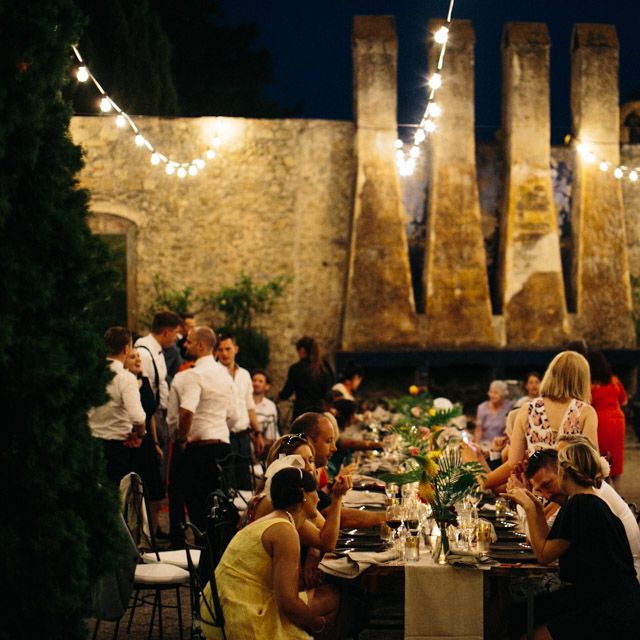 Tropical Inspired Wedding Decor For An Outdoor Wedding Reception In Spain