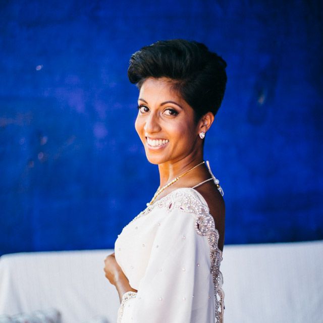 Bride In White & Gold Sari