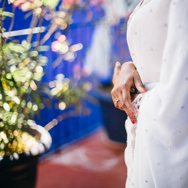 Bride In White & Gold Sari