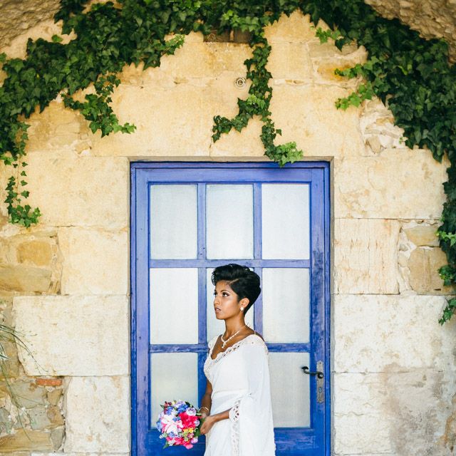 Bride In White & Gold Sari